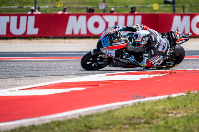 #23, Marcel Schrötter of Dynavolt Intact GP came in 2nd behind teammate #25 Thomas Luthi.
